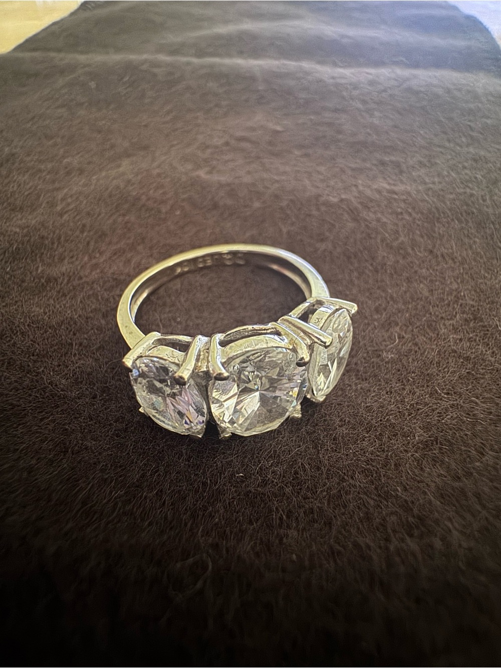 Diamonique 925 CZ 3-Stone Oval Ring